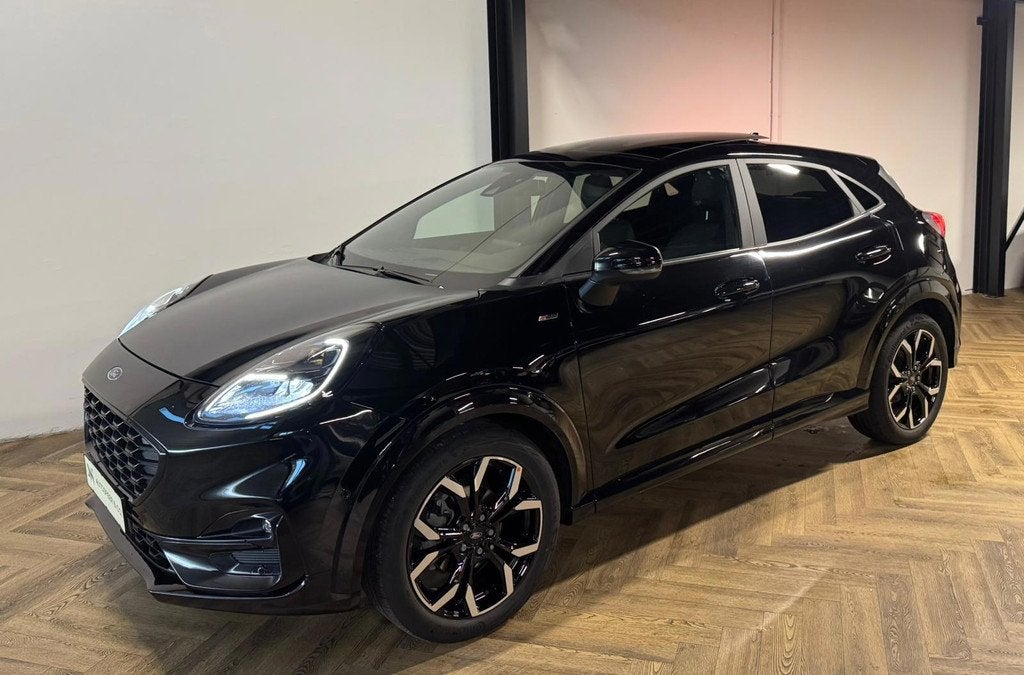 Ford Puma 1.0 EcoBoost Hybrid ST-Line X PANO KEYLESS CAM, Auto's, Ford, Zwart, 1226 kg, Lichtsensor, Zwart