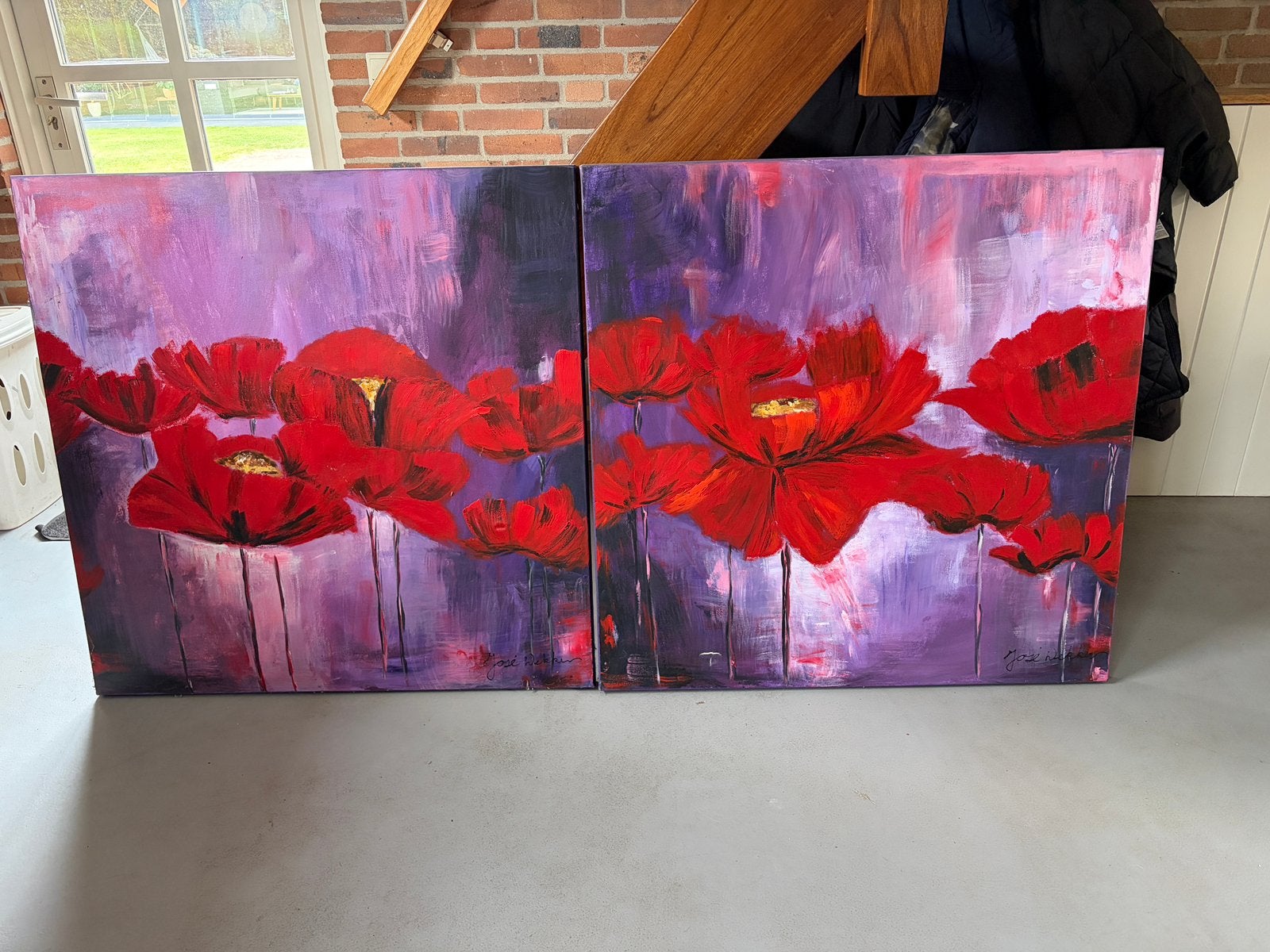 2 schilderijen op linnen, Antiek en Kunst, Kunst | Schilderijen | Abstract, Ophalen
