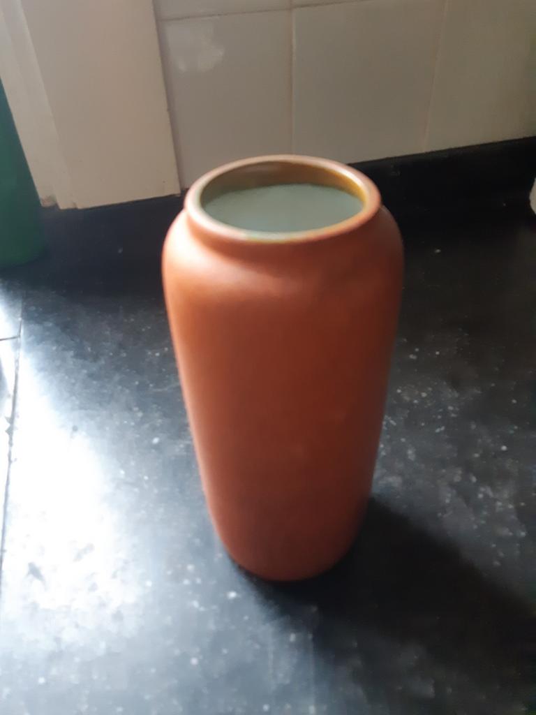 Retro keramiek oranje vaas, Huis en Inrichting, Ophalen of Verzenden, Zo goed als nieuw, Oranje