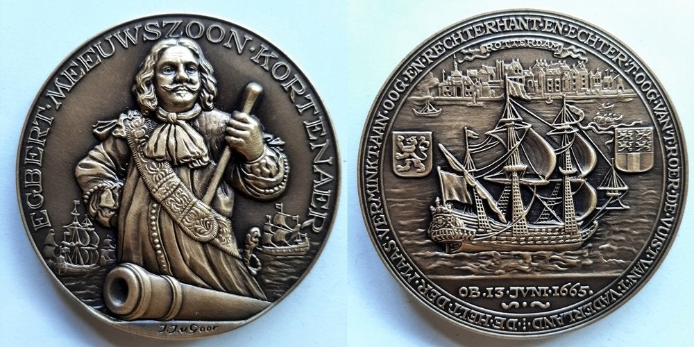 Grote penning Egbert Kortenaer, Verzenden, Brons, Nederland