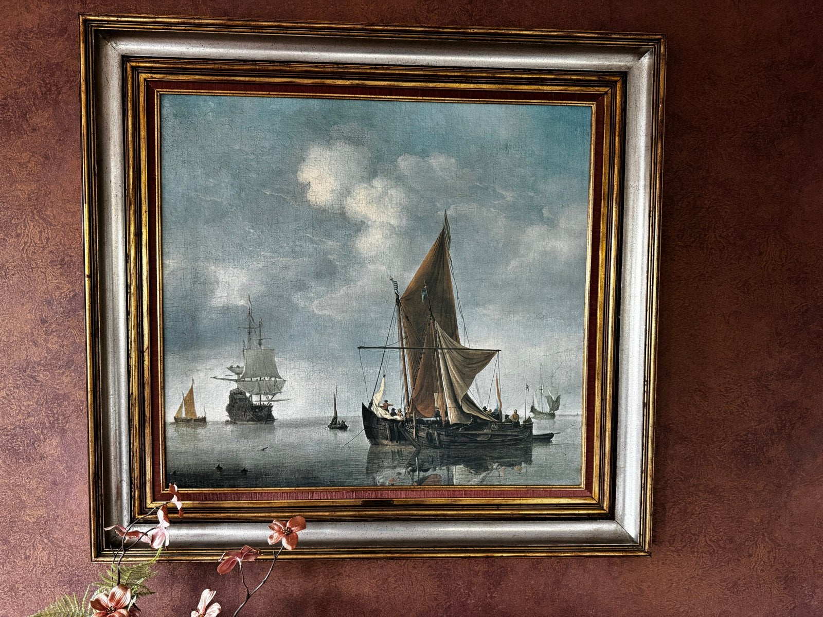 Maritiem schilderij van de Velde (1633-1707) met lijst, Ophalen, Maritiem / water, Doek, Oud hollands