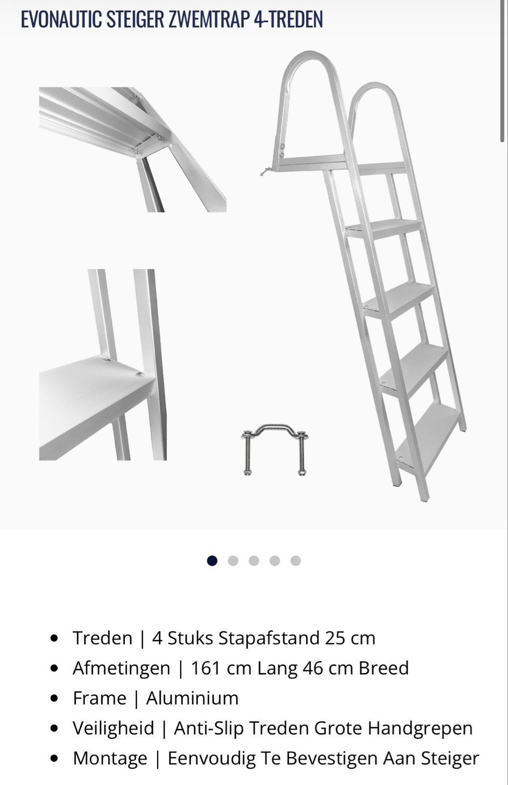 Evonautic Steiger Zwemtrap 4-treden - Aluminium, Watersport en Boten, Ophalen of Verzenden, Nieuw, Overige typen