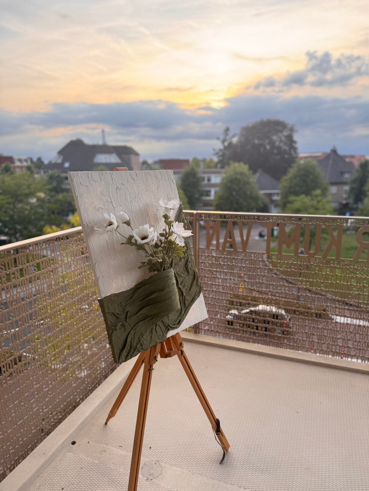 3D Textuur Schilderij met Bloemen | 50x70 Handgemaakt, Ophalen of Verzenden