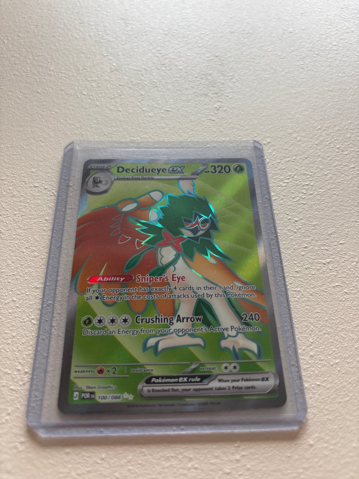 Decidueye ex Perfect Order 100/088 - Pokémon kaart, Ophalen of Verzenden, Zo goed als nieuw, Losse kaart, Foil