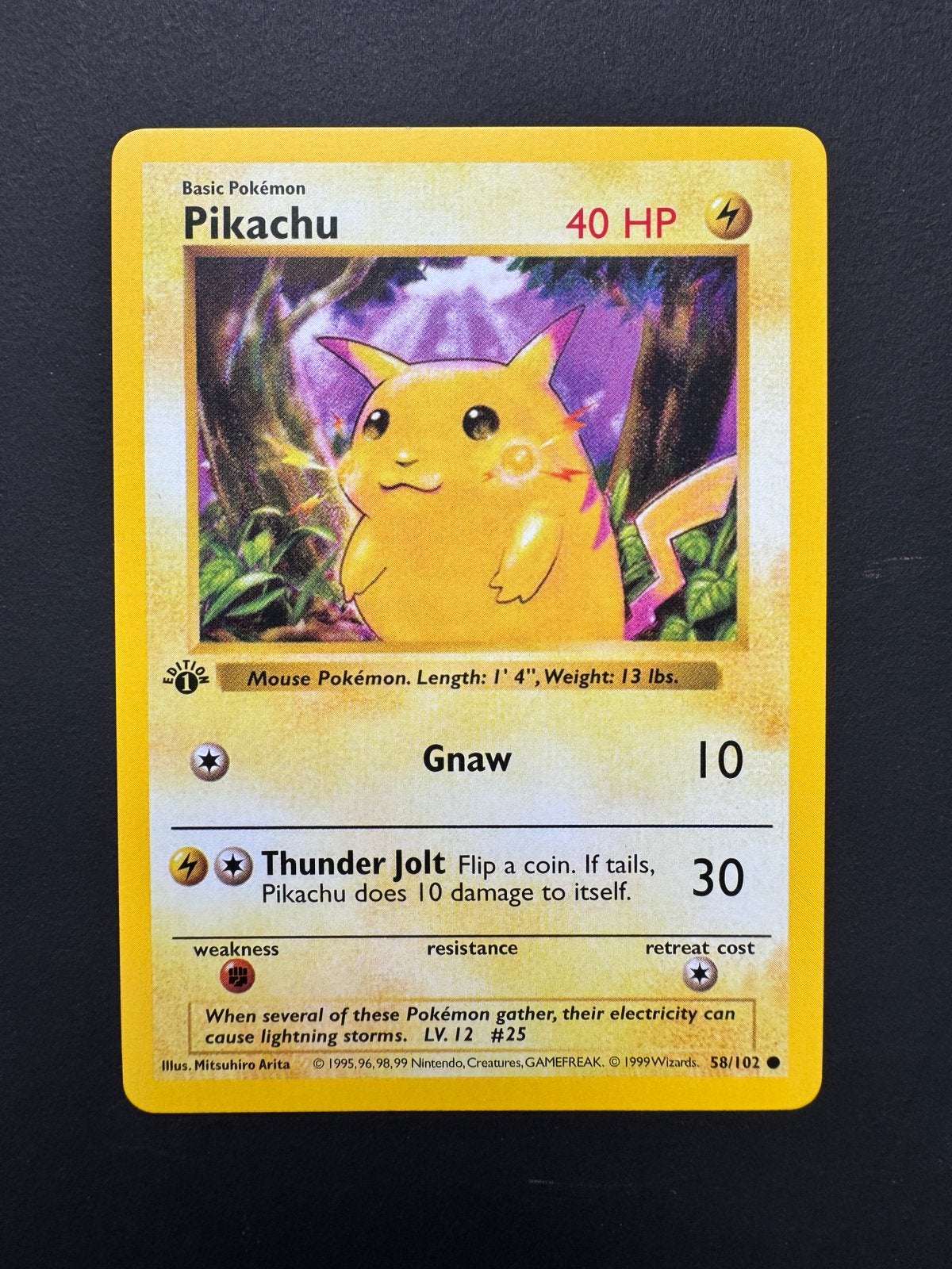 Pikachu #58 Base Set - 1st edition - Shadowless, Ophalen, Nieuw