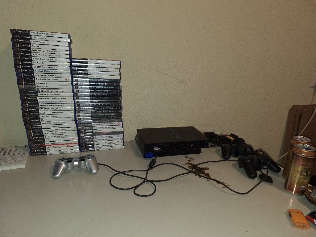 Playstation 2 phat + 60 games, Met games, Ophalen of Verzenden, Zo goed als nieuw, Met 3 controllers of meer