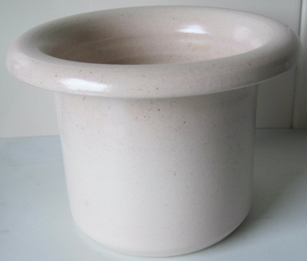 crème kleurige bloempot met afhangende rand, Rond, Ophalen of Verzenden, Zo goed als nieuw, Balkon