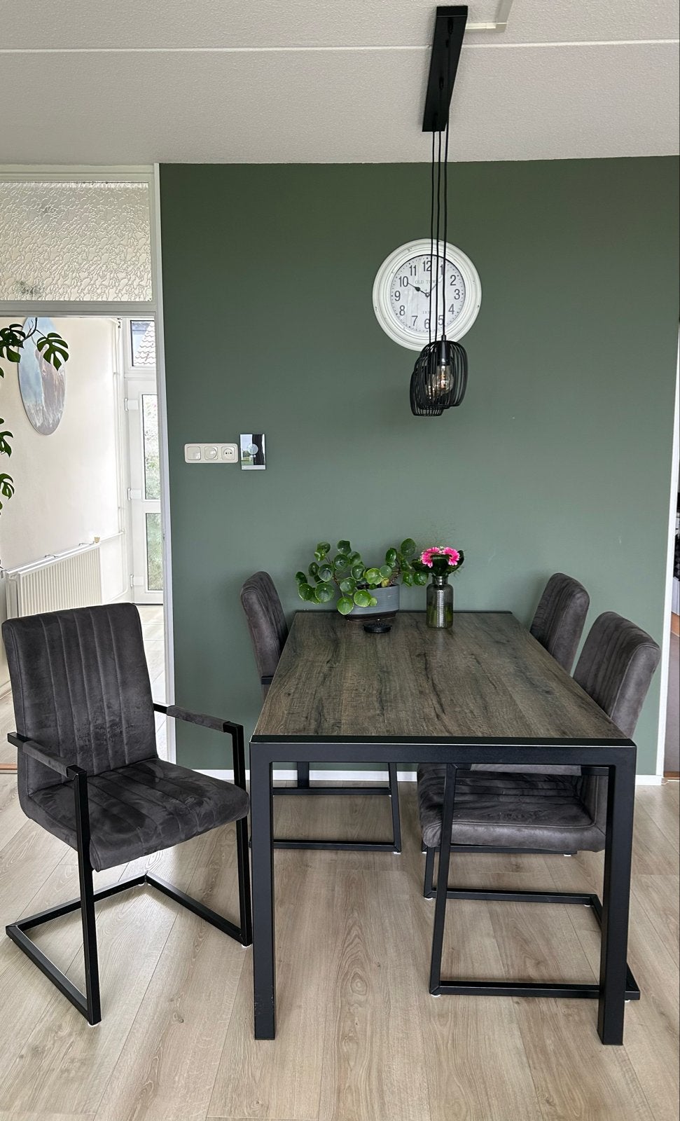 Eettafel met 4 stoelen, Huis en Inrichting, Ophalen, Gebruikt, 100 tot 150 cm, 50 tot 100 cm