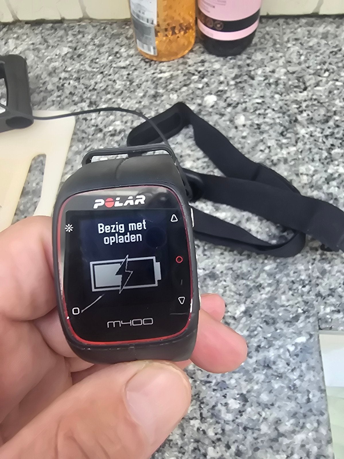 Polar M400 GPS sporthorloge met hartslagmeter, Gebruikt, Zwart, Stappen, Ophalen of Verzenden