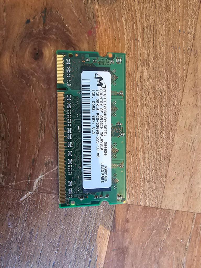 1GB DDR2 RAM Geheugen voor Laptop (667 MHz), Computers en Software, RAM geheugen, Gebruikt, Laptop, 2 GB, DDR2, Ophalen