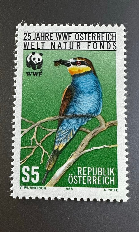 Oostenrijk 1988 WWF Bijeneter vogels postfris, Ophalen of Verzenden, Postfris