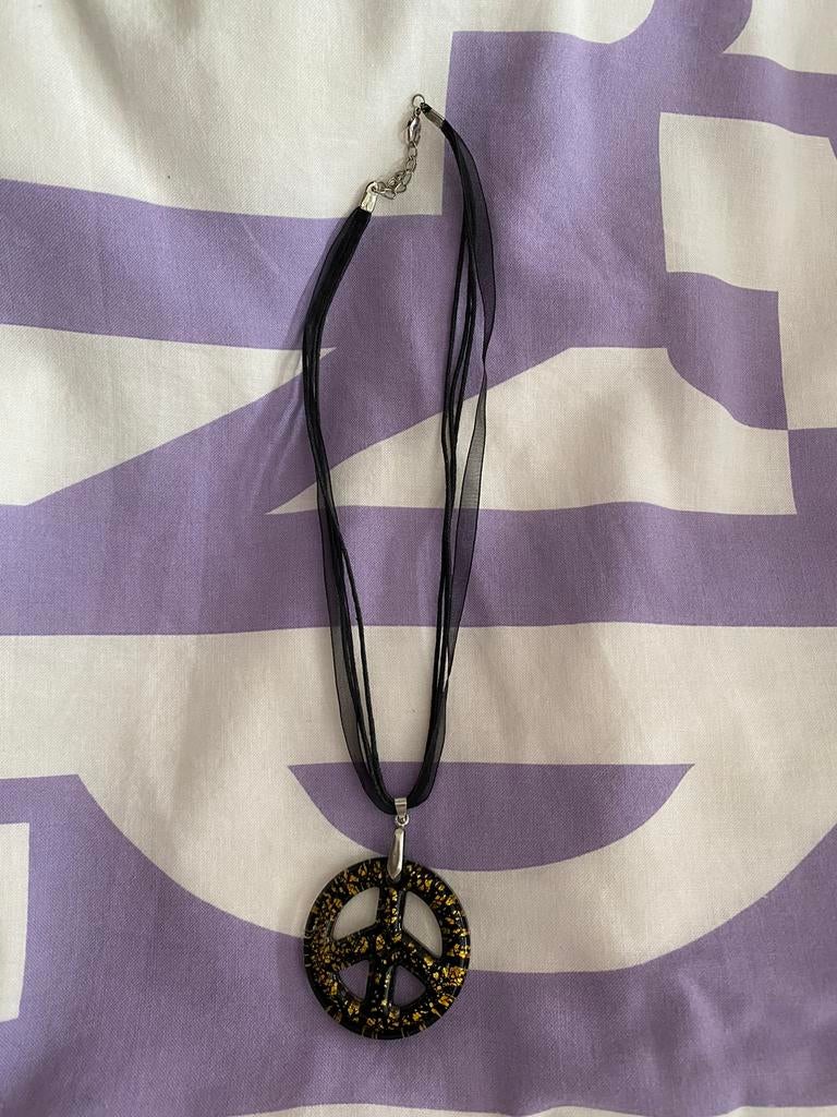 Peace glas ketting, Ophalen of Verzenden, Gebruikt