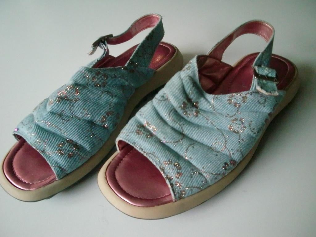 NIEUW sandalen JEANS met METALLIC ROZE maat 38, Blauw, Nieuw, Sandalen of Muiltjes, Ophalen of Verzenden