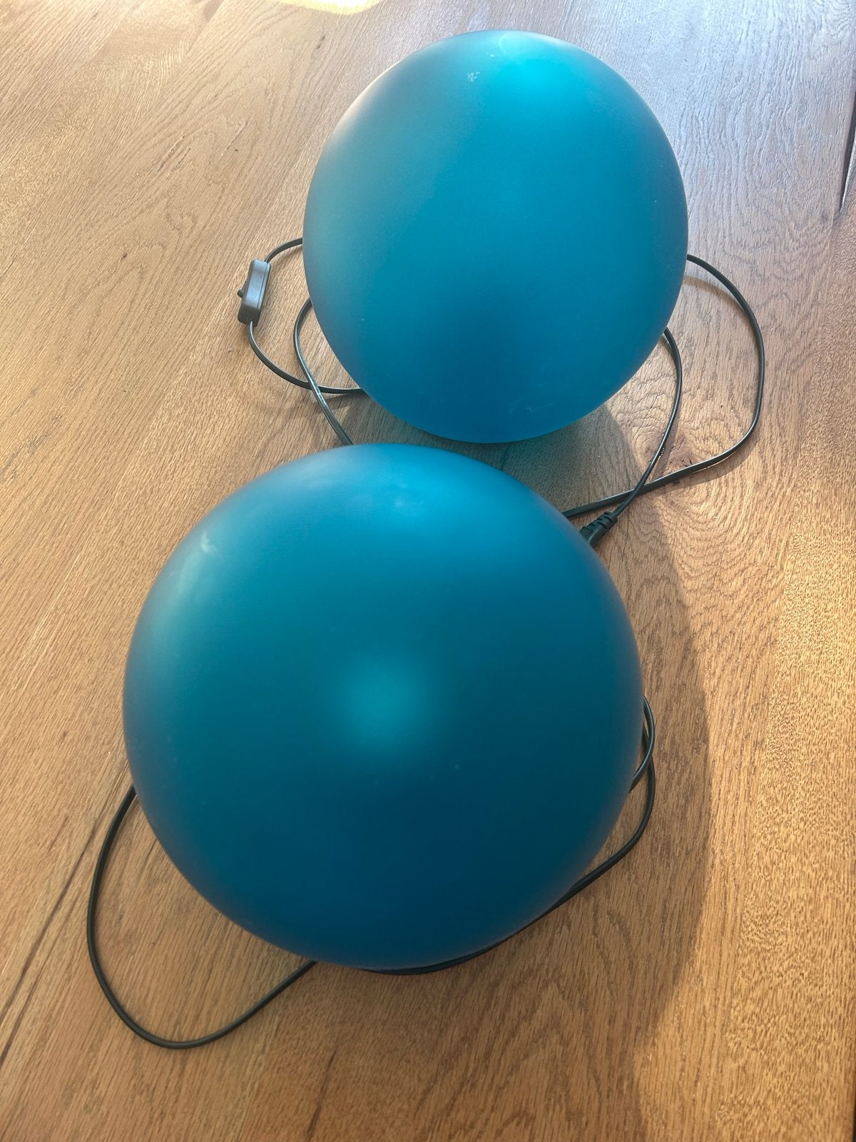 Set van 2 Vintage IKEA Fado Lampen - Aqua Groen/Blauw, Ophalen, Gebruikt, 25 cm, E27 (groot)