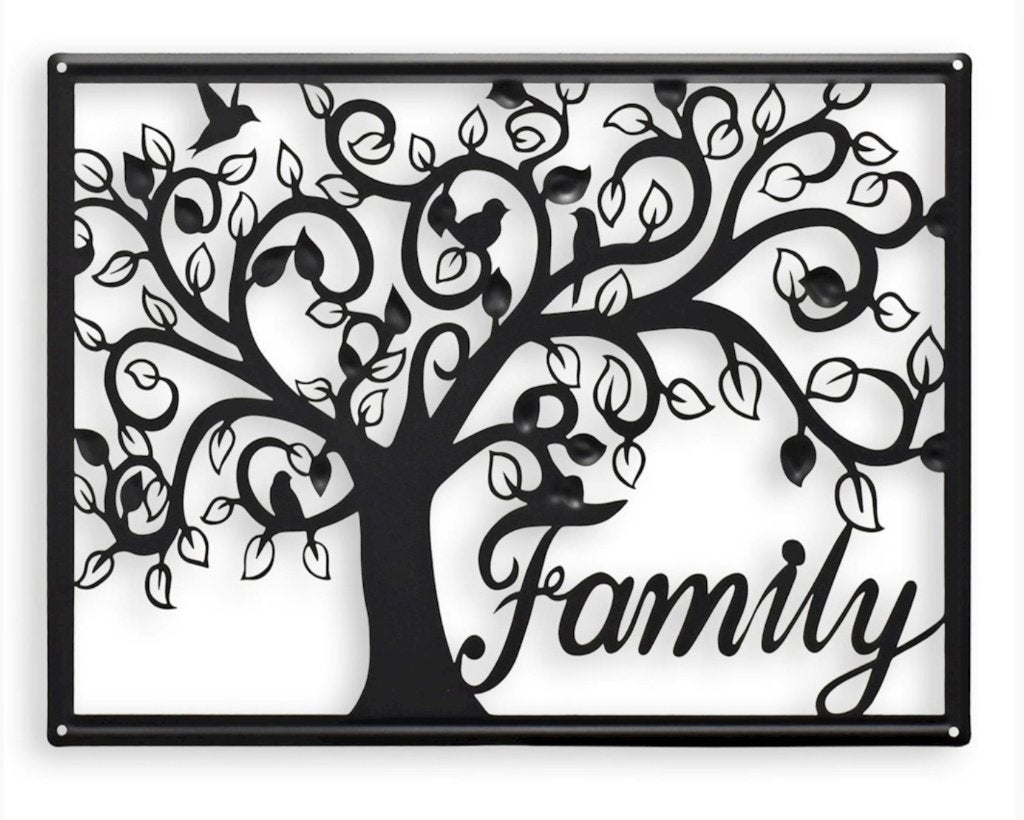 Zwart metalen wanddecoratie Family, Metaal, 30 cm, 40 cm, Verzenden