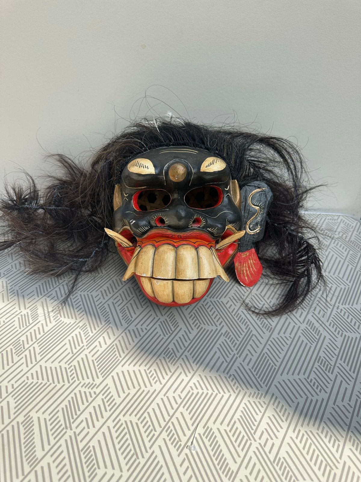 Uniek Balinees Barong Masker met Haar - Handgesneden Hout, Hout, Masker, Handgemaakt, Indonesië