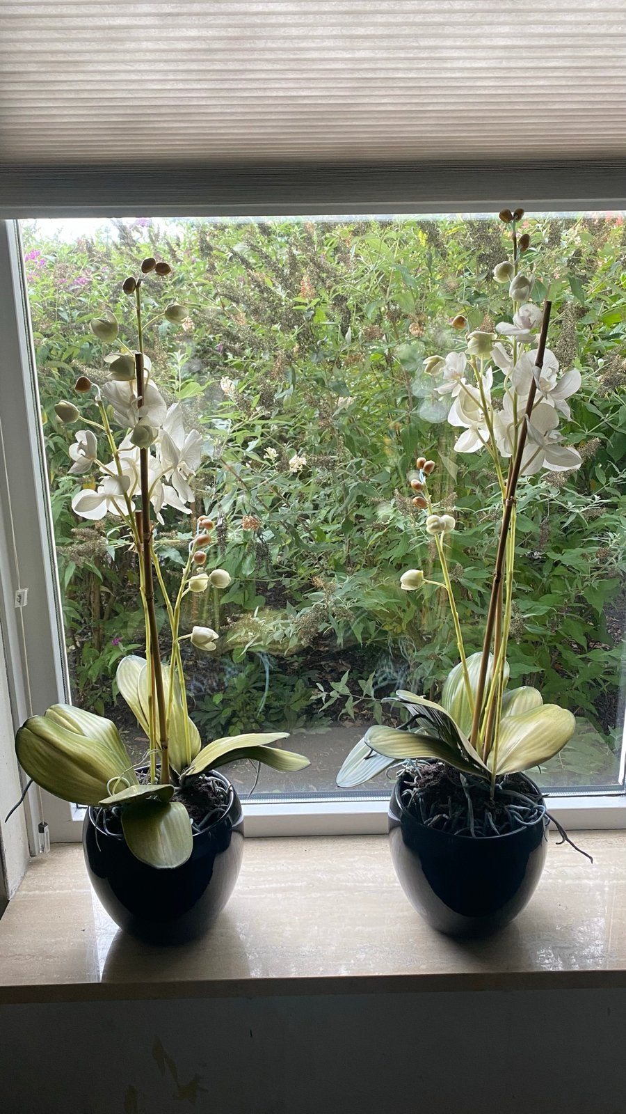 Set van 2 kunst orchideeën in zwarte potten, Ophalen, Binnen, Kunstbloem, Kunststof