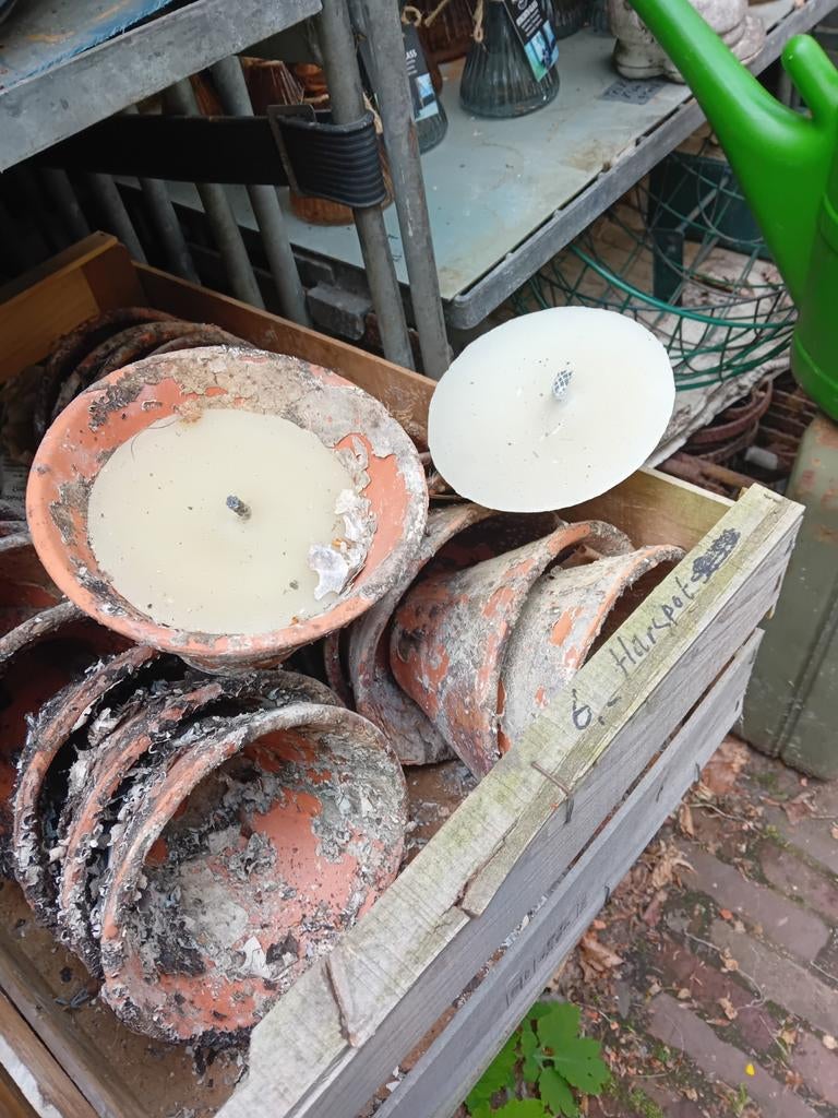 Terracotta bloempot harspot m/z  kaarsen/vullingen, Ophalen, Gebruikt, Rond, Tuin