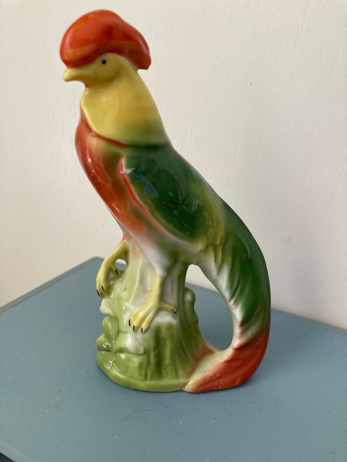Vintage Germany biscuit porselein beeldje haan, Ophalen of Verzenden