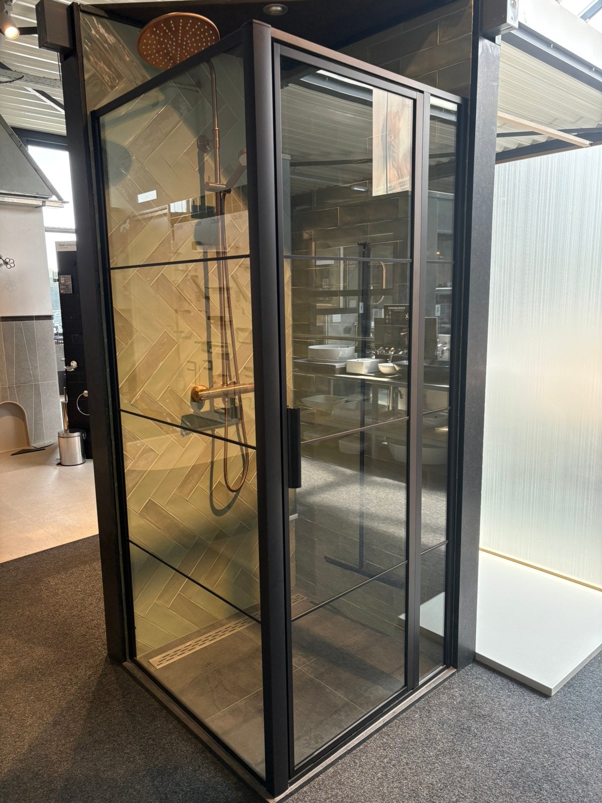 Xenz douchecabine mat zwart, Ophalen, Nieuw, Glas, Douche