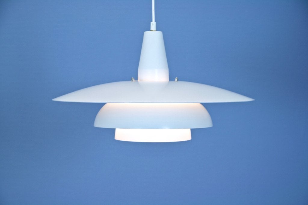 Deense hanglamp vintage wit retro 1970s, Ophalen of Verzenden, Gebruikt