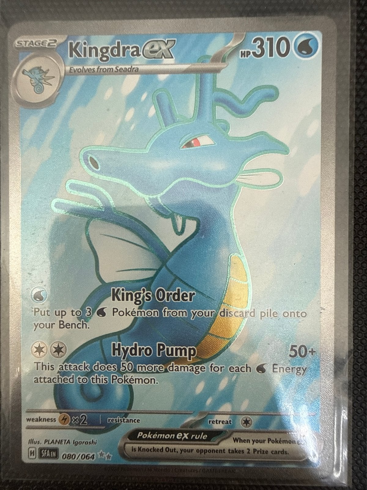 Kingdra ex Pokémon kaart 080/064 SFAEN, Ophalen of Verzenden, Zo goed als nieuw, Losse kaart, Foil