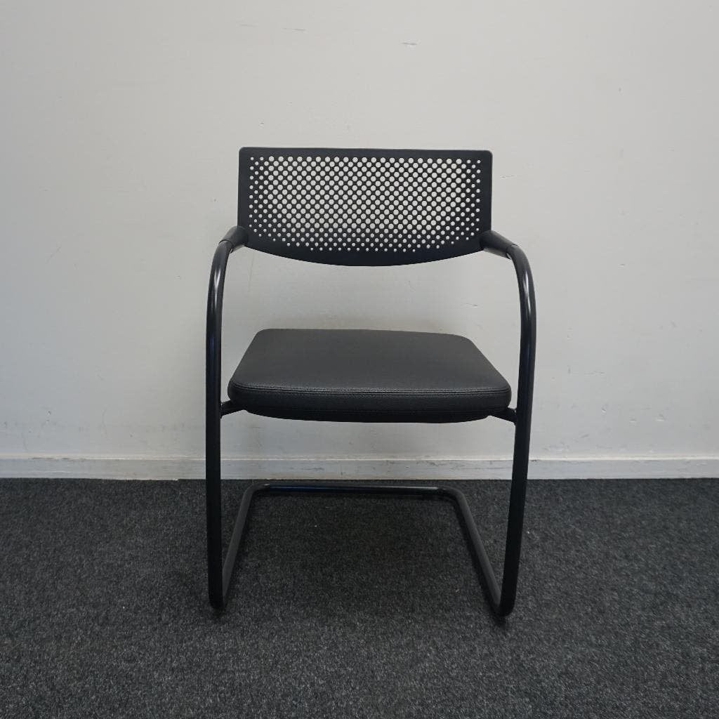 Vitra Visavis Vergaderstoel | Design Conferentiestoel | Leer, Gebruikt, -, Zwart, Ophalen of Verzenden