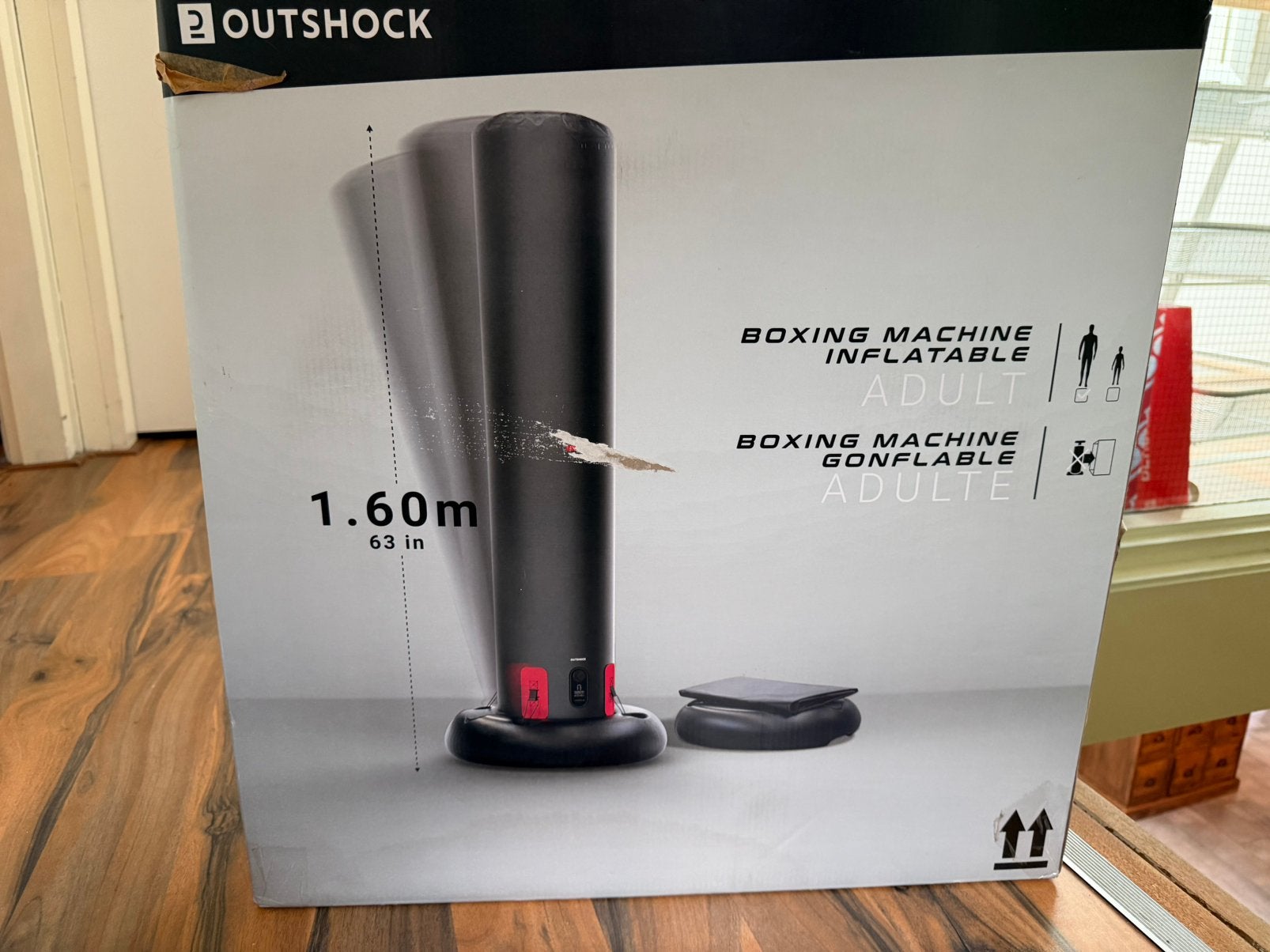 Outshock opblaasbare boksbal 1.60 m als nieuw, Sport en Fitness, Boksen, Ophalen, Zo goed als nieuw, Boksbal
