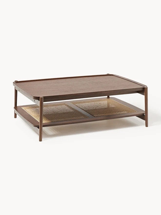 Westwing Collection Libby Salontafel met Weens vlechtwerk, Ophalen, 50 tot 100 cm, 100 tot 150 cm, Modern, Scandinavisch, Bohemian