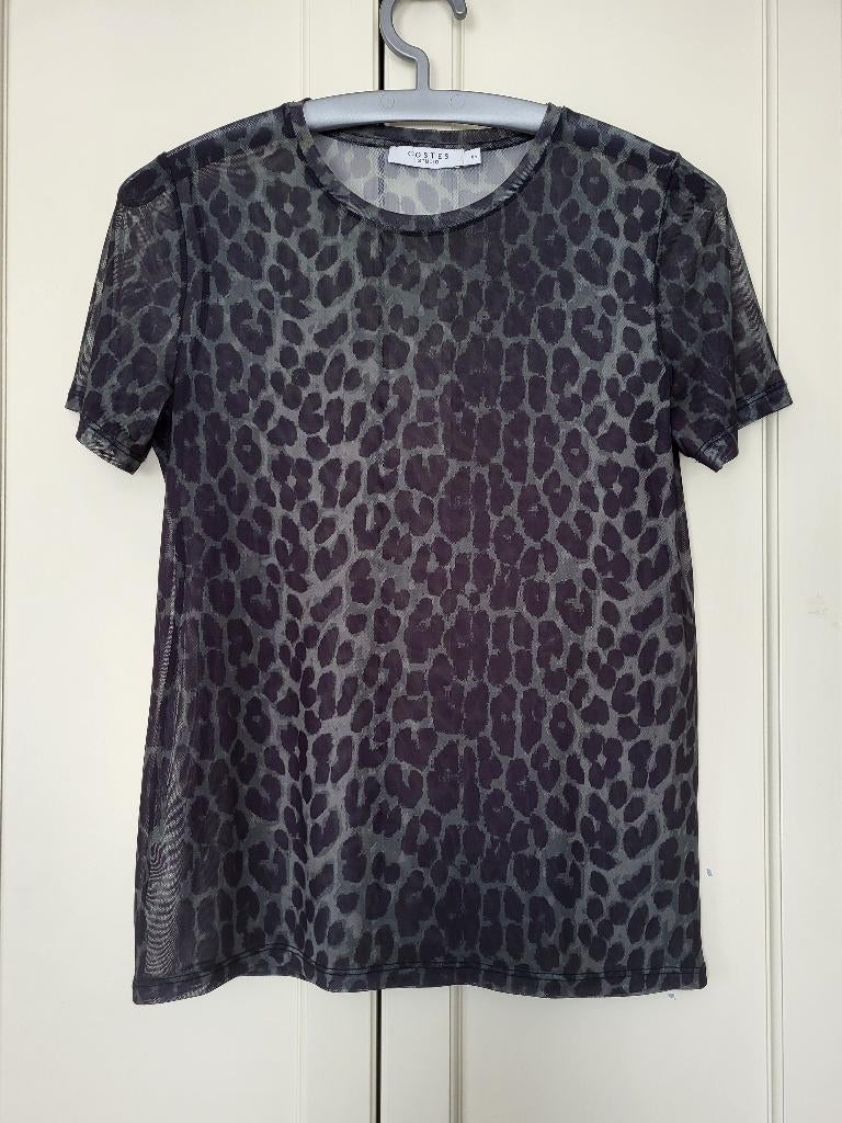 Costes shirt, halfdoorschijnend, groen, zwart, maat XS, Kleding | Dames, Tops, Ophalen of Verzenden, Zo goed als nieuw, Korte mouw