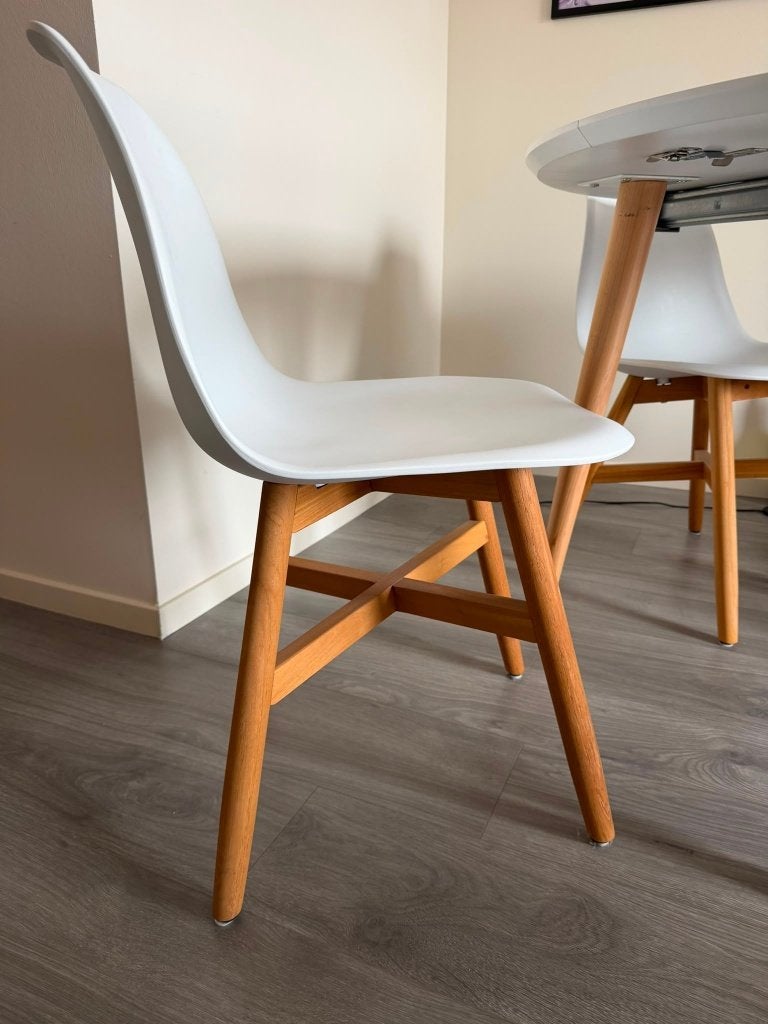 Eettafelstoelen 6 stuks, Wit, Zo goed als nieuw, Vijf, Zes of meer stoelen, Ophalen