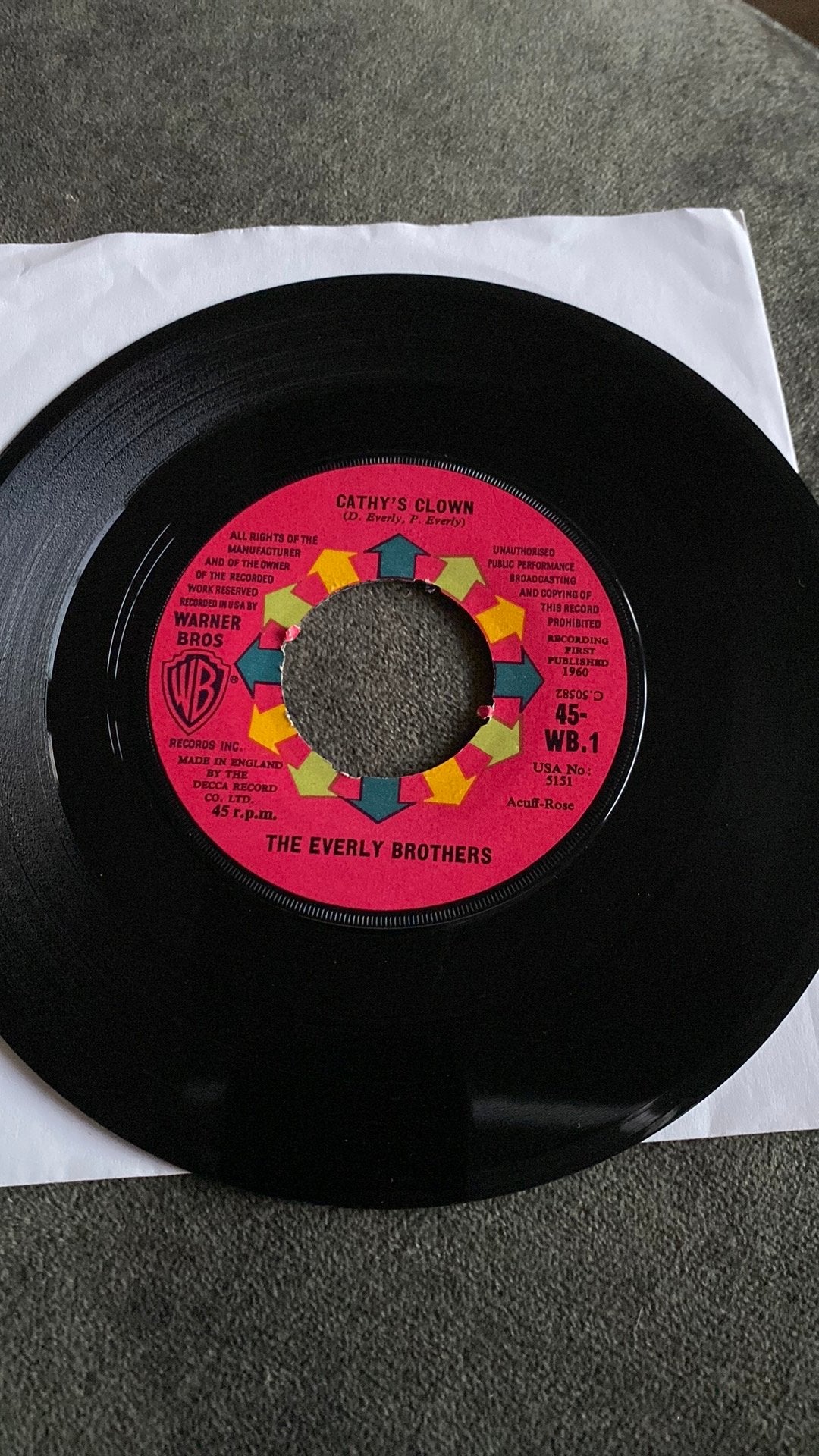 Vinyl single the Everly Brothers - Cathy’s clown, Ophalen of Verzenden, Zo goed als nieuw, Pop