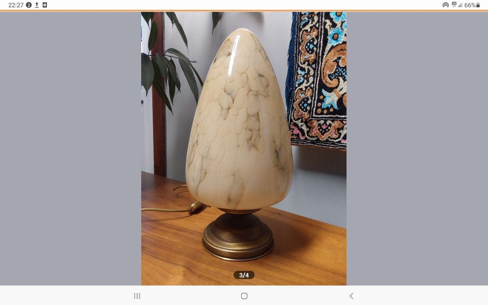 THABUR GEMARMERDE TAFELLAMP ART DECO STIJL JAREN SFEERLICHT, Ophalen of Verzenden