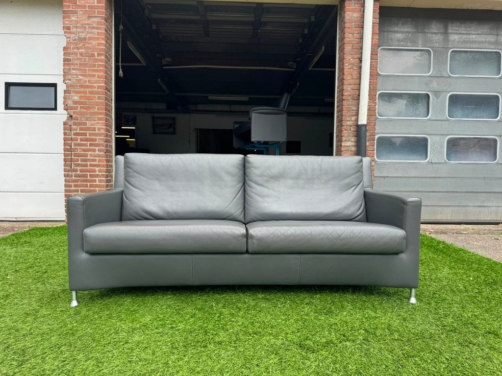 Bankstel Leolux Paian grijs leer 3 zit senioren bank, Verzenden, Geen, Pahest@hotmail.nl, Design