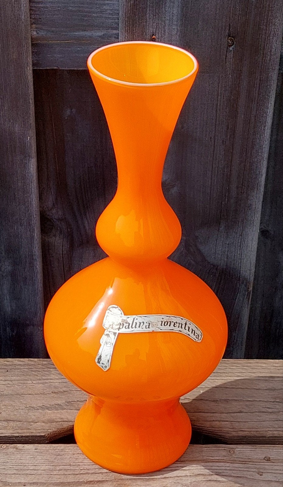 Vintage Opalina Fiorentina Oranje Vaas, Ophalen of Verzenden