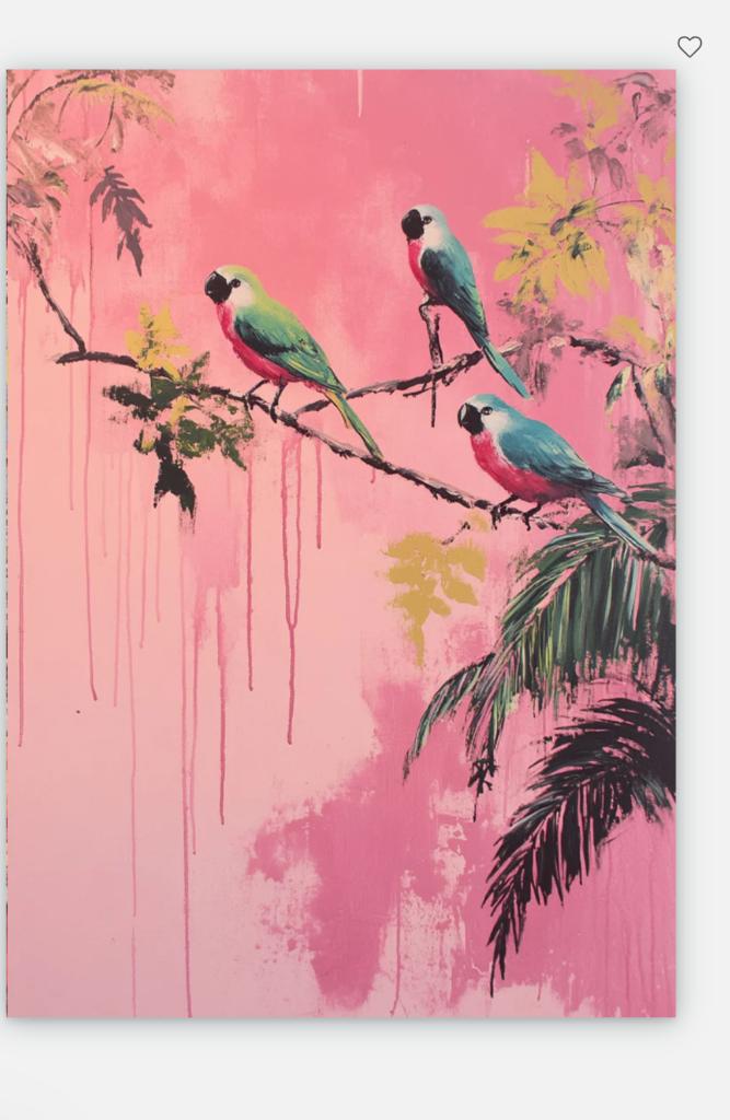 Tuinposter tropische vogels in roze, Ophalen of Verzenden, Nieuw
