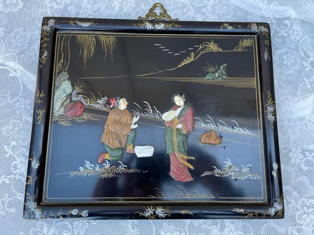 Vintage Chinees Lakpaneel - Chinoiserie Wanddecoratie, Ophalen of Verzenden