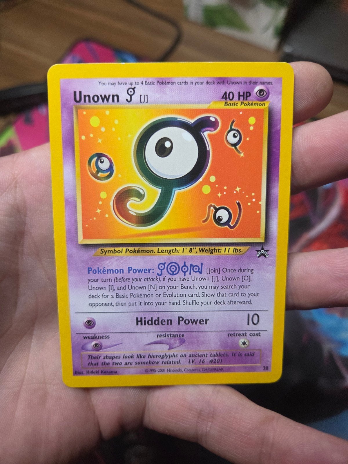 Unown J Black Star Promo 38 Wotc 1999-2000, Ophalen of Verzenden, Zo goed als nieuw, Losse kaart