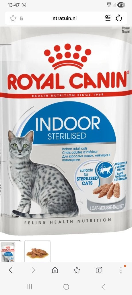 Royal canin indoor sterilised in saus, Dieren en Toebehoren, Dierenvoeding, Ophalen, Kat
