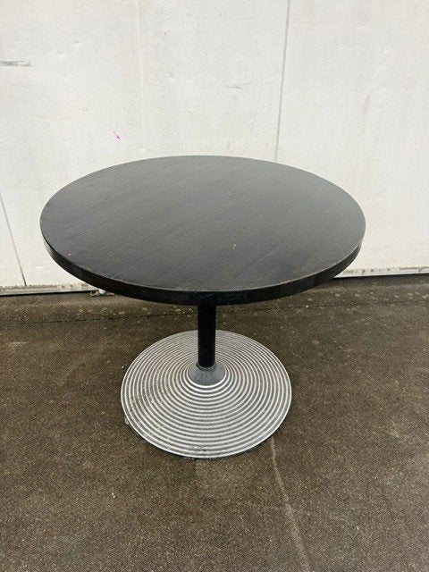 8 luxe eiken horeca restaurant tafels zwart rond 100 cm, Antiek en Kunst, Ophalen