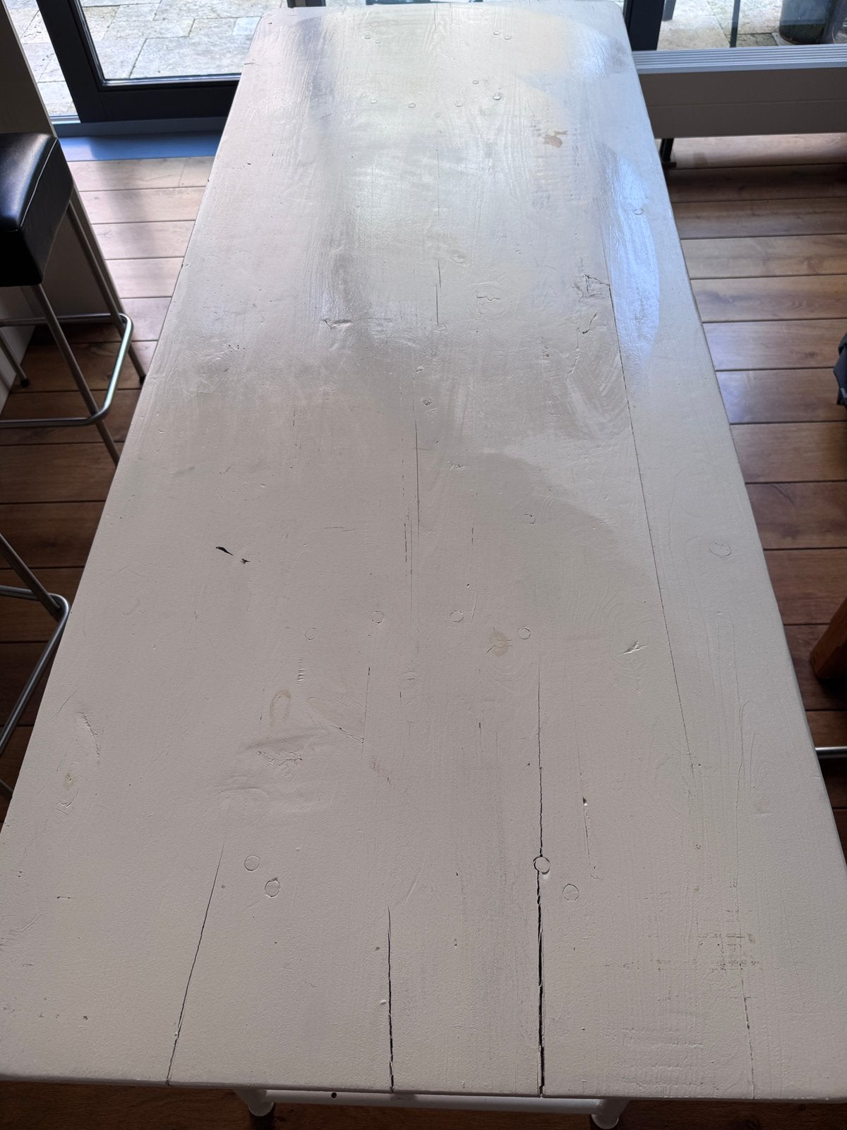 Super leuke stoere witte legertafel/ veldtafel inklapbaar, Ophalen, Gebruikt, 50 tot 100 cm, 150 tot 200 cm