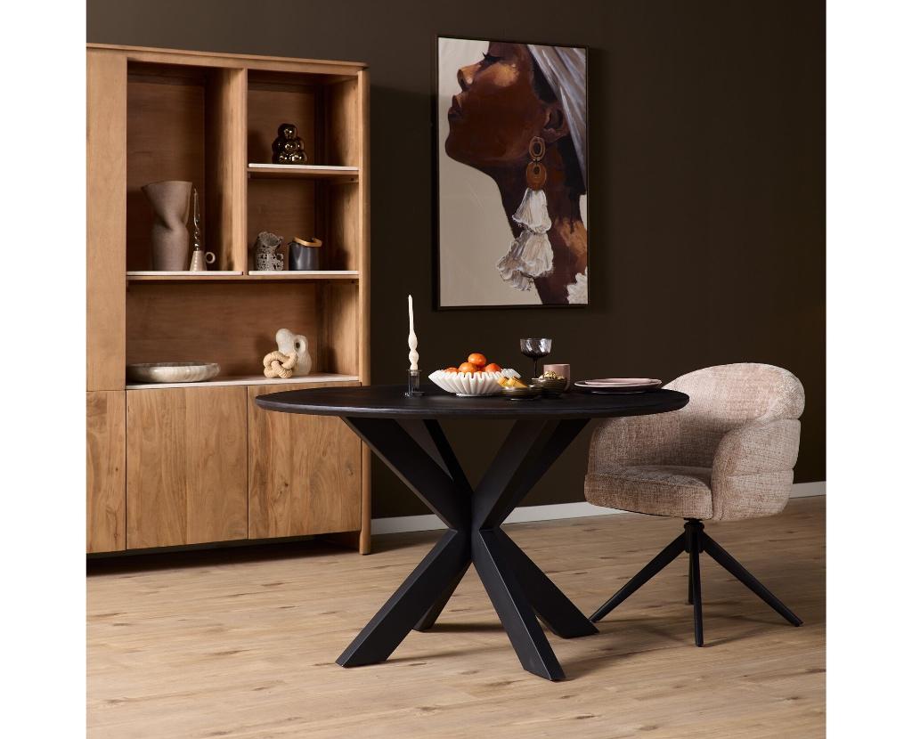 Ronde Eettafel tafel rond zwart eiken 130 cm Slechts € 450, Ophalen, 100 tot 150 cm, Nieuw, 50 tot 100 cm