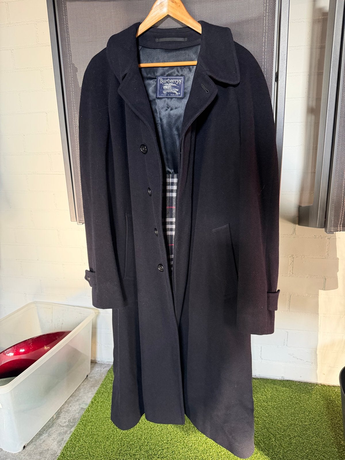 Echte Burberry Jas - Wol & Kameelhaar - Donkerblauw, Ophalen, Zo goed als nieuw, Maat 42/44 (L), Blauw