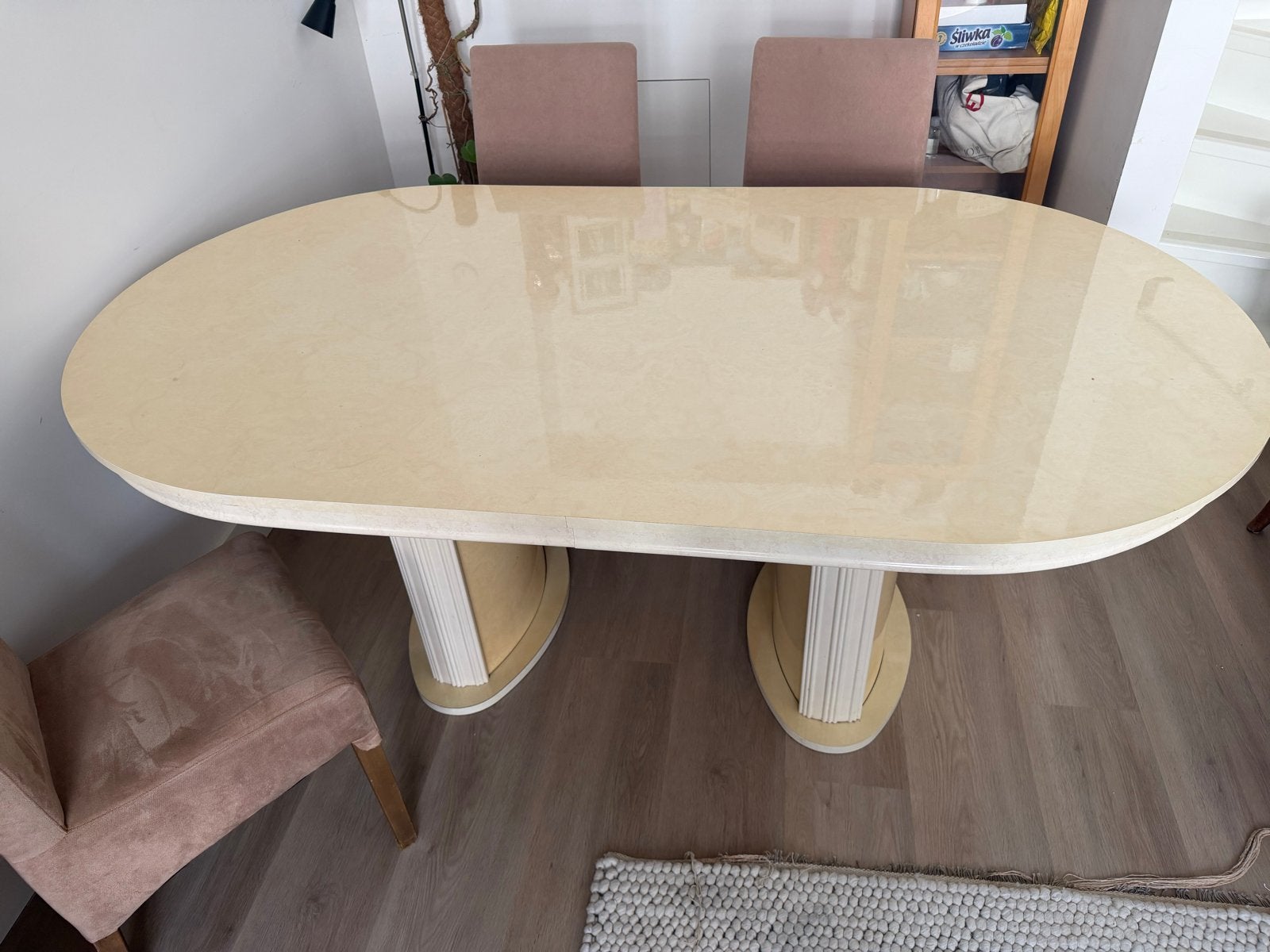 Elegante eettafel met marmerlook (200x100x85 cm), Huis en Inrichting, Gebruikt, 100 tot 150 cm, 200 cm of meer, Ophalen of Verzenden