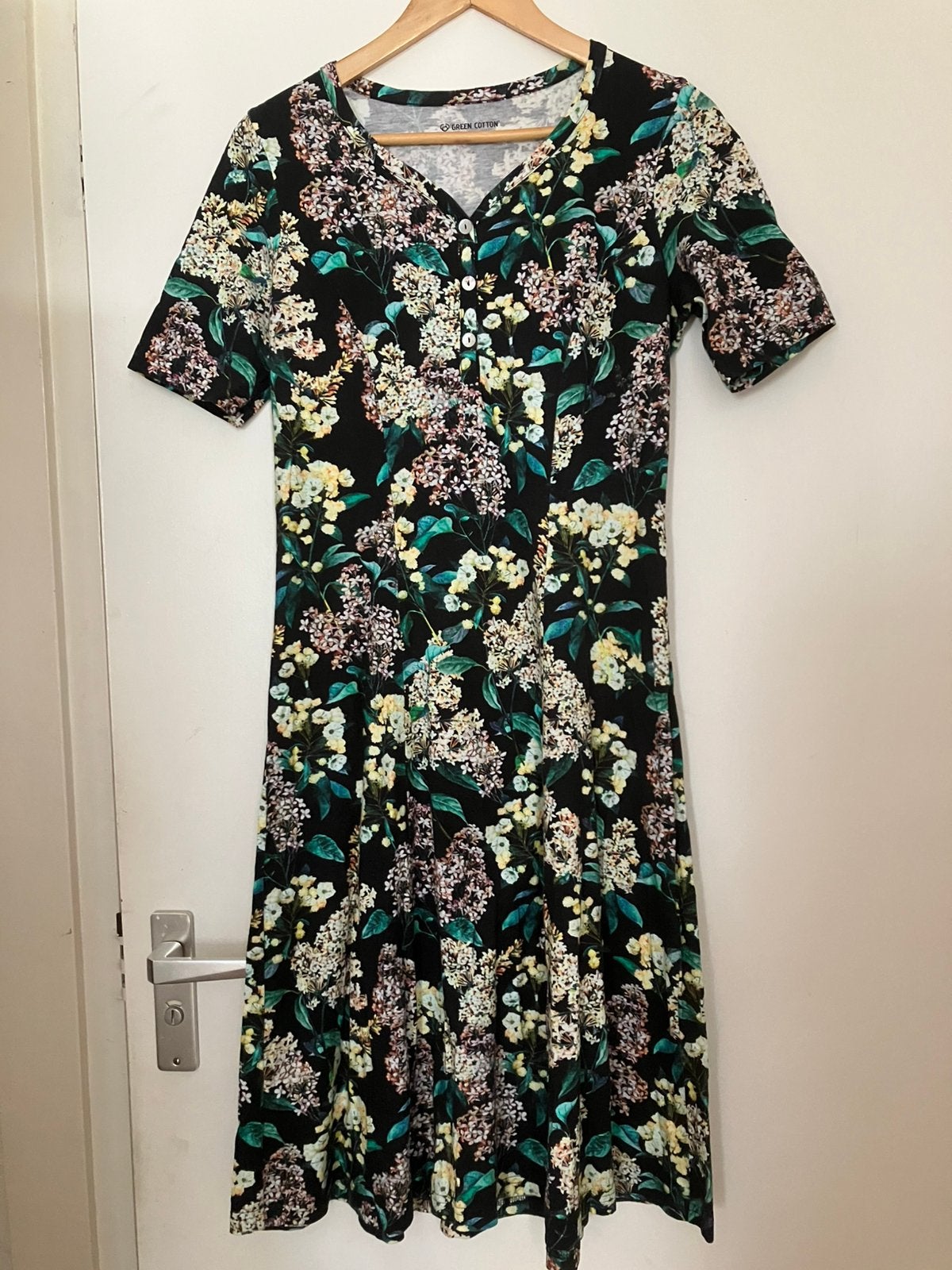 Peter Hahn Green Cotton summer dress 38, Maat 38/40 (M), Ophalen of Verzenden, Zo goed als nieuw, Onder de knie