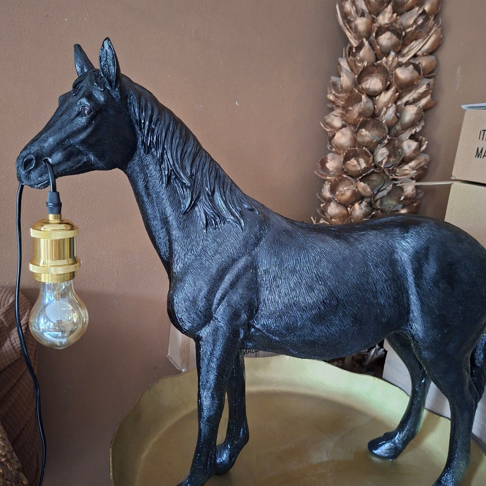 super mooie staande lamp zwart paard,paardenmeisje pony gek, Zwart, Ophalen