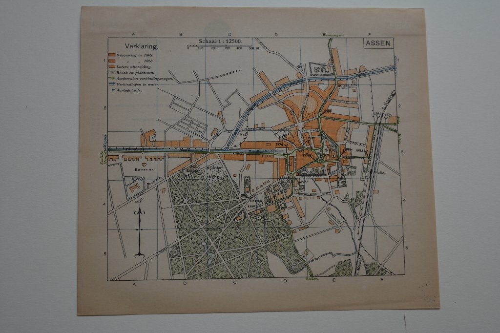 ASSEN PLATTEGROND CHROMOLITHO ANWB 1901-1920 E85, Gelezen, ANWB cartografie, Verzenden, 2000 tot heden