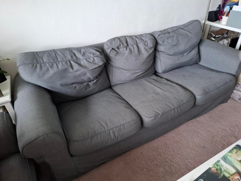 Ektorp banken 2 en 3 zits donker grijs, Huis en Inrichting, Ophalen, Gebruikt, 75 tot 100 cm, 200 tot 250 cm