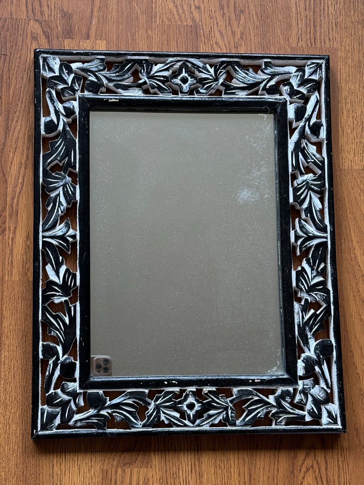 Decoratieve spiegel 40x50 cm met houtsnijwerk, Ophalen, Minder dan 50 cm, Gebruikt, Minder dan 100 cm