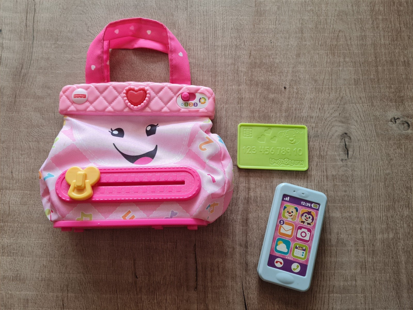 Fisher-Price Tasje met speelgoedtelefoon en pasje, Ophalen of Verzenden, Gebruikt, Overige typen